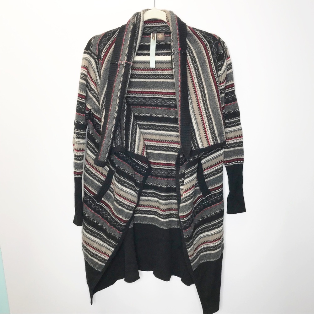 Wilster wool cashmere waterfall open front cardigan sweater striped size XS